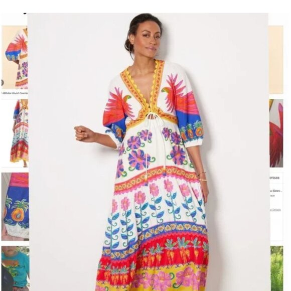 Farm Rio Off-White Vivid Garden Maxi Dress size L - Picture 4 of 11